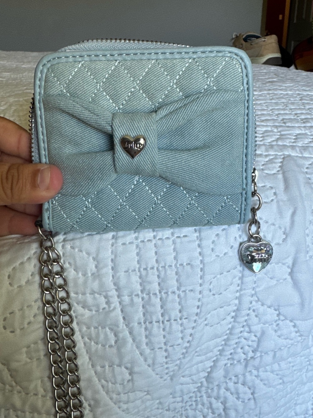 Juicy Couture Coquette blue Quilted Bow Wallet
